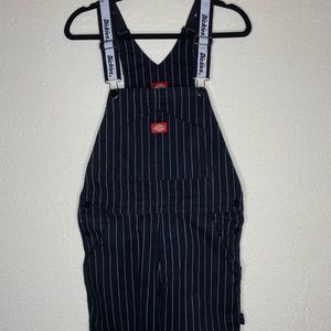 DICKIES GIRL PINSTRIPED OVERALLS - Dolls Kill